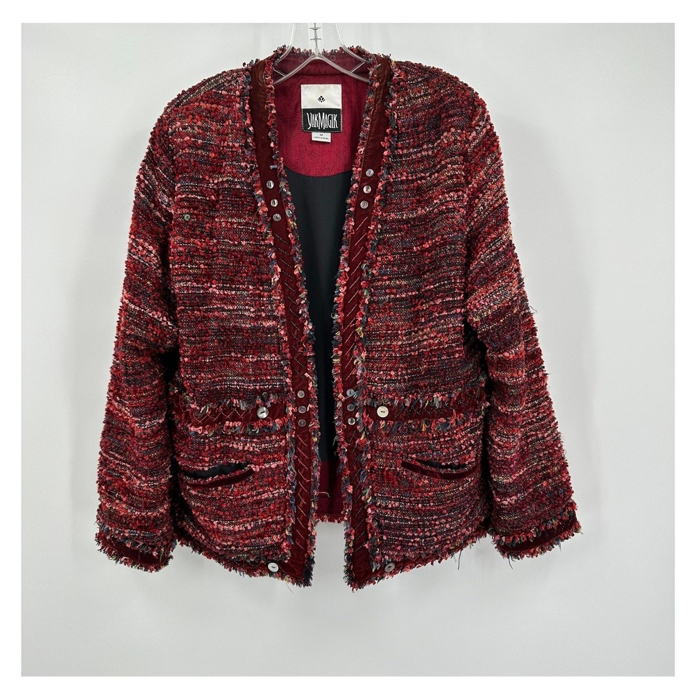 Womens Boho Artisan Jacket Size M Twee Eclectic Maximalist Statement Fringe